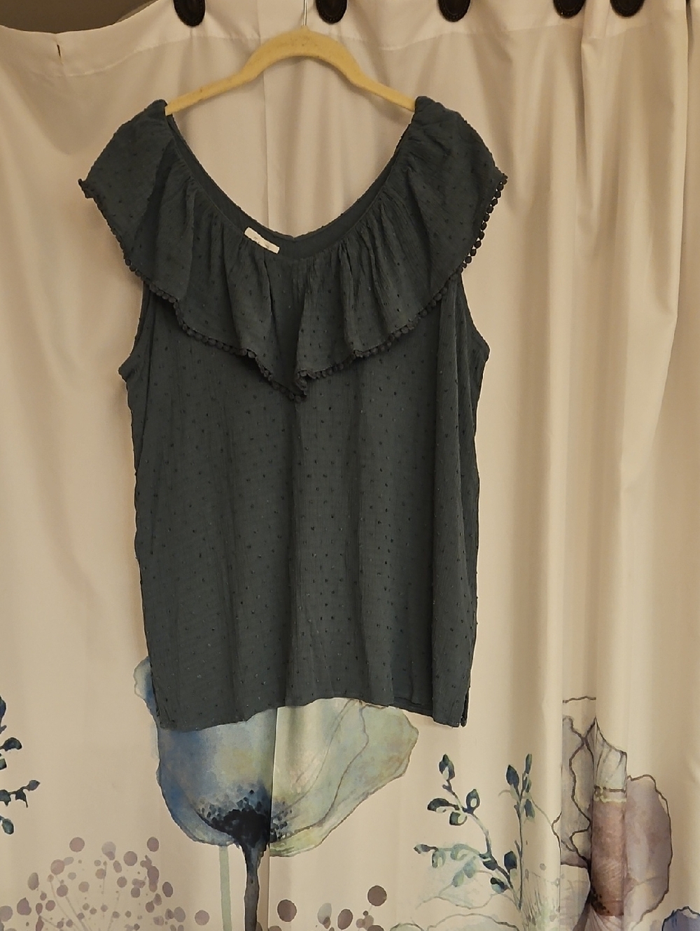 Maurices Dark Teal Ruffle Neck Sleeveless Camisole